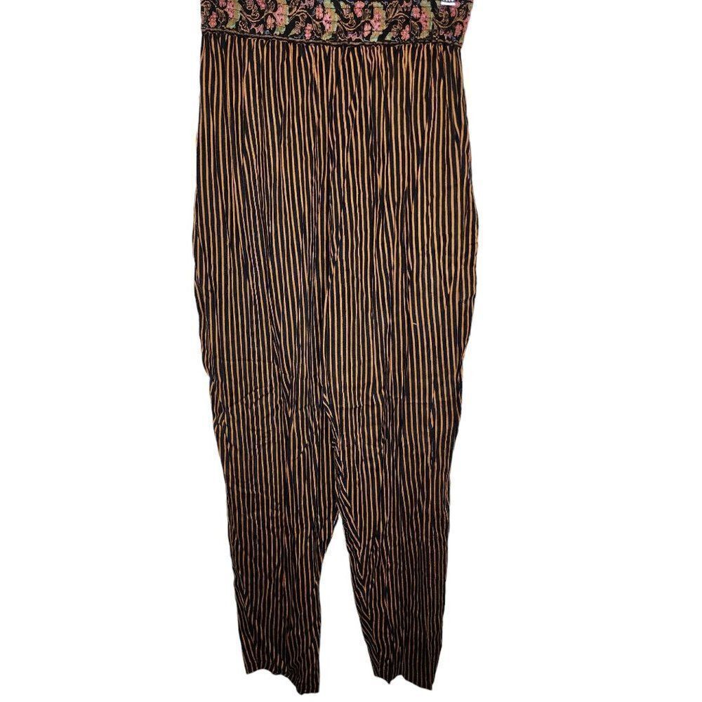 Vintage 90s WeBeBop Harem Pants Womens Size S Black Gold Striped Baggy
